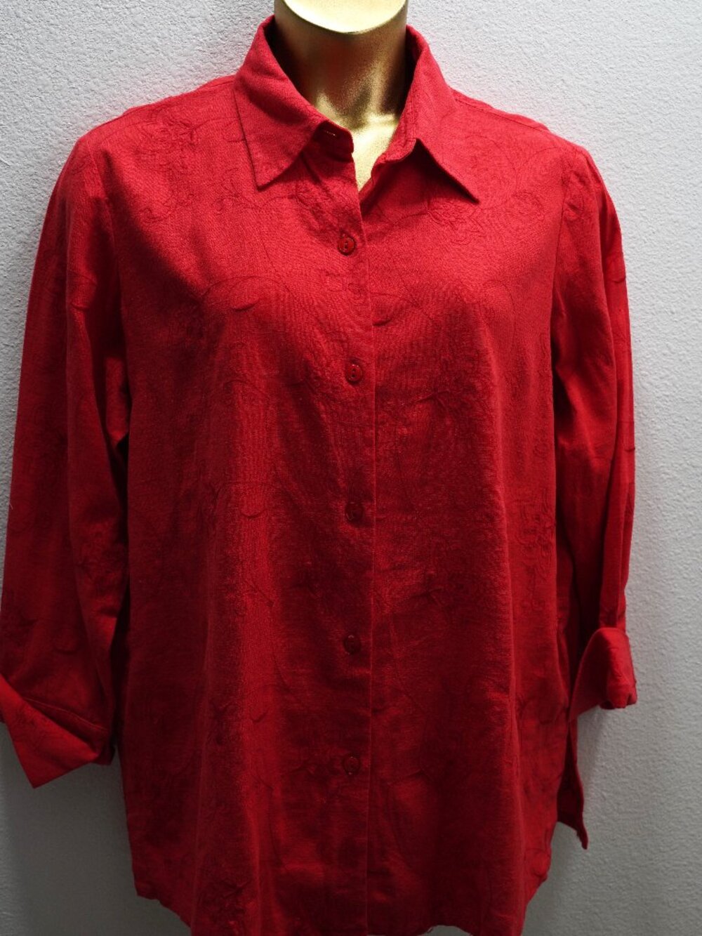 Colwater Creek Red Embroidered Tunic Blouse size 1X NWT